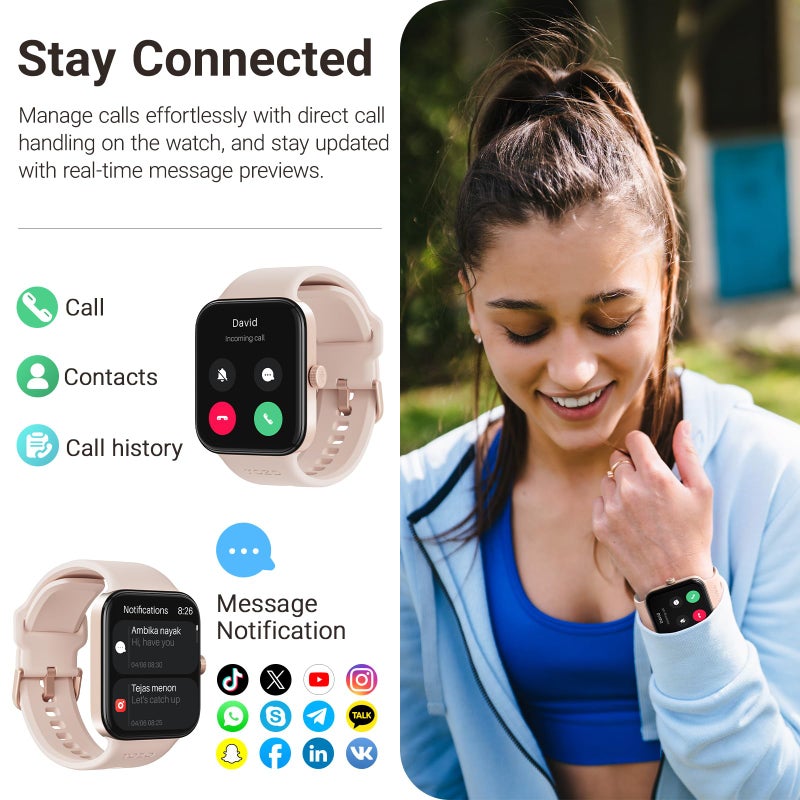 TOZO AMOLED S4 AcuFit One Smart Watch 1.78" Ultra-Clear Screen for Men Women, Call/Answer Fitness Tracker, Sleep Monitor IP68 Waterproof for iOS 11.0+ Android 9.0+ Rose Gold - Image 3