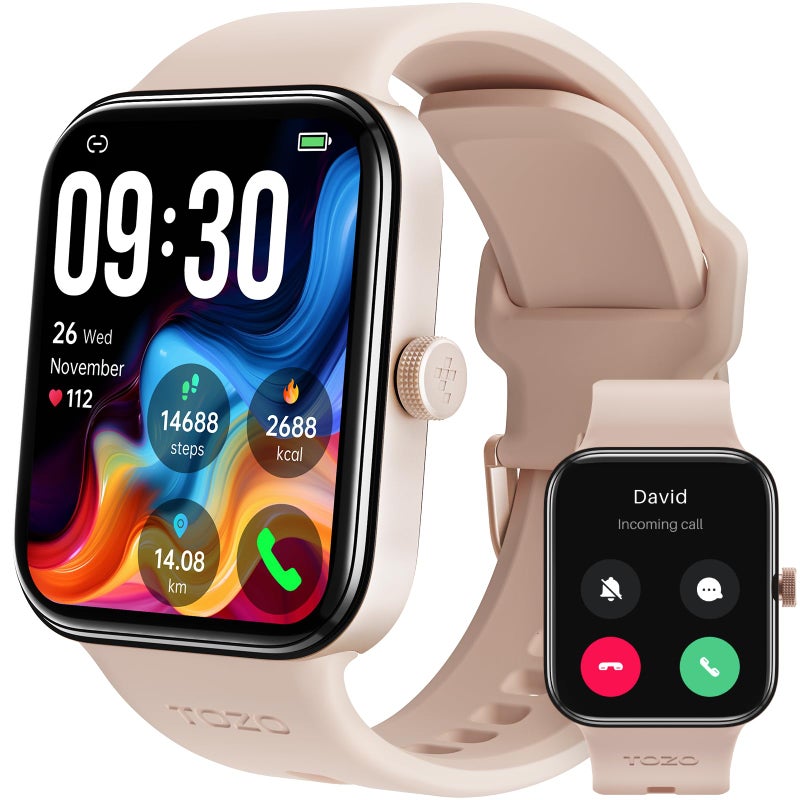 TOZO AMOLED S4 AcuFit One Smart Watch 1.78" Ultra-Clear Screen for Men Women, Call/Answer Fitness Tracker, Sleep Monitor IP68 Waterproof for iOS 11.0+ Android 9.0+ Rose Gold - Image 1