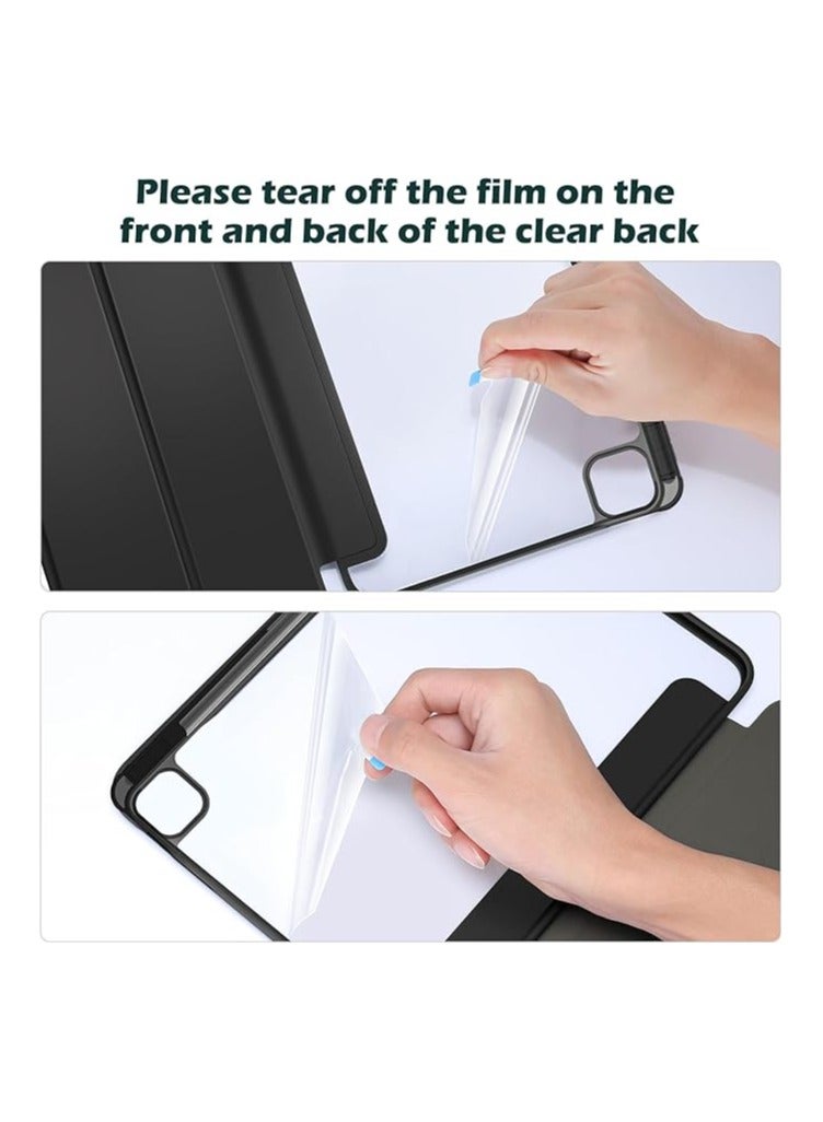 Procases Smart Case for iPad Pro 11 Inch 2024 M4 with Pencil Holder, Clear Back Slim Tri-fold Folio Stand Shell Tablet Cover for iPad Pro 11” 2024 5th Generation -Black - Image 2