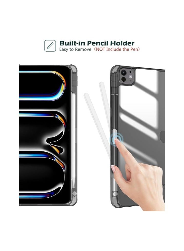 Procases Smart Case for iPad Pro 11 Inch 2024 M4 with Pencil Holder, Clear Back Slim Tri-fold Folio Stand Shell Tablet Cover for iPad Pro 11” 2024 5th Generation -Black - Image 5