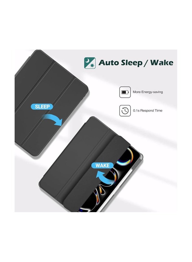 Procases Smart Case for iPad Pro 11 Inch 2024 M4 with Pencil Holder, Clear Back Slim Tri-fold Folio Stand Shell Tablet Cover for iPad Pro 11” 2024 5th Generation -Black - Image 4