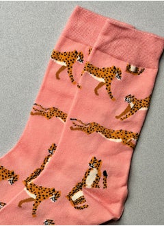 The Socks Hype 2 Pairs Cheetah Print Socks for Men Women | Stylish Cotton Soft Comfortable Socks | Suitable for 35-42 Sizes | Vibrant Wildlife Design for Everyday Wear  - Image 4