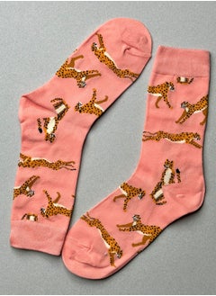The Socks Hype 2 Pairs Cheetah Print Socks for Men Women | Stylish Cotton Soft Comfortable Socks | Suitable for 35-42 Sizes | Vibrant Wildlife Design for Everyday Wear  - Image 1