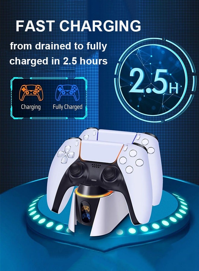 CubeG PS5 Controller Charger Station for PlayStation 5 Dualsense Controllers with LED Light Dual Stand Charger Dock, PS5 Controller Charging Station Accessories for PlayStation 5 Faceplates DualSense Edge - Image 2