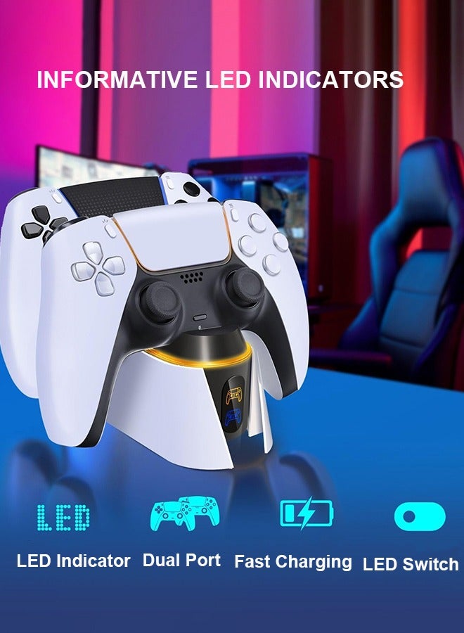 CubeG PS5 Controller Charger Station for PlayStation 5 Dualsense Controllers with LED Light Dual Stand Charger Dock, PS5 Controller Charging Station Accessories for PlayStation 5 Faceplates DualSense Edge - Image 3