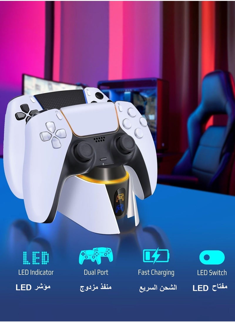 Generic - PS5 Controller Charger Station for PlayStation 5 Dualsense Controllers with LED Light Dual Stand Charger Dock, PS5 Controller Charging Station Accessories for PlayStation 5 Faceplates DualSense Edge - Image 1