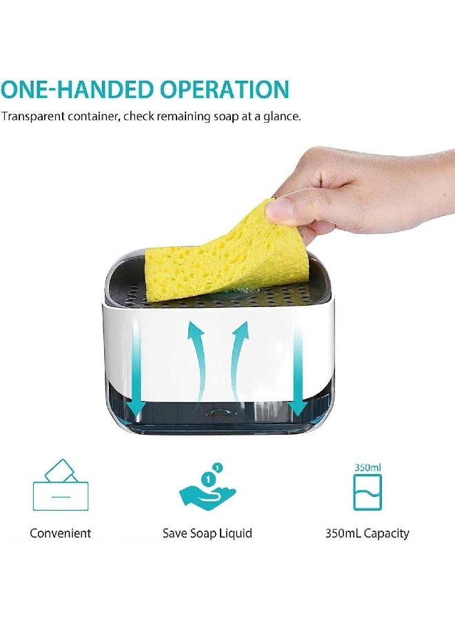 350ml 2-in-1 Kitchen Dish Soap Dispenser And Sponge Holder, Smart Kitchen Gadgets For Sink Countertop Organizer - Image 3