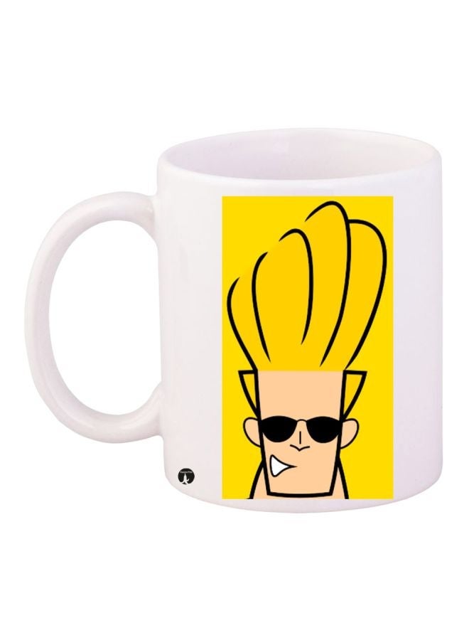 RYN Men Printed Ceramic Coffee Mug White/Yellow/Black 11ounce