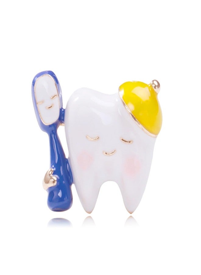 RLHRNDE Dental Brooch Pins for Doctor Teacher Fashion Teeth Tooth Enamel Brooch Summer Cartoon Health Logo Pins Dainty Medical Jewelry Souvenir Gift (Style C) - Image 1