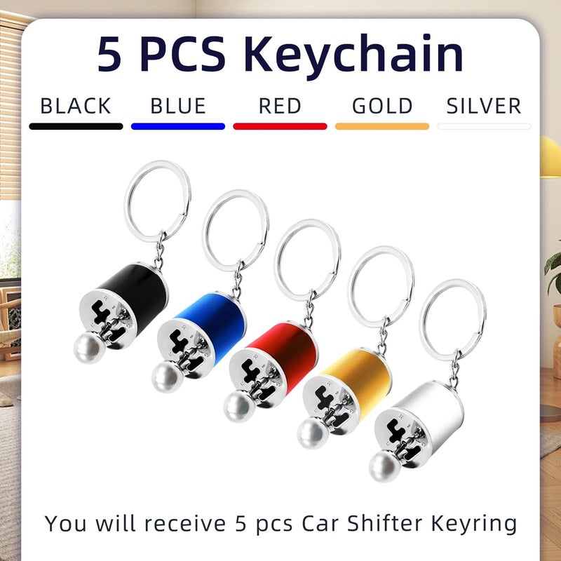 Flylin 5PCS Auto Shifter Keychain Set - Multi-Color Alloy Metal Key Rings - Image 4