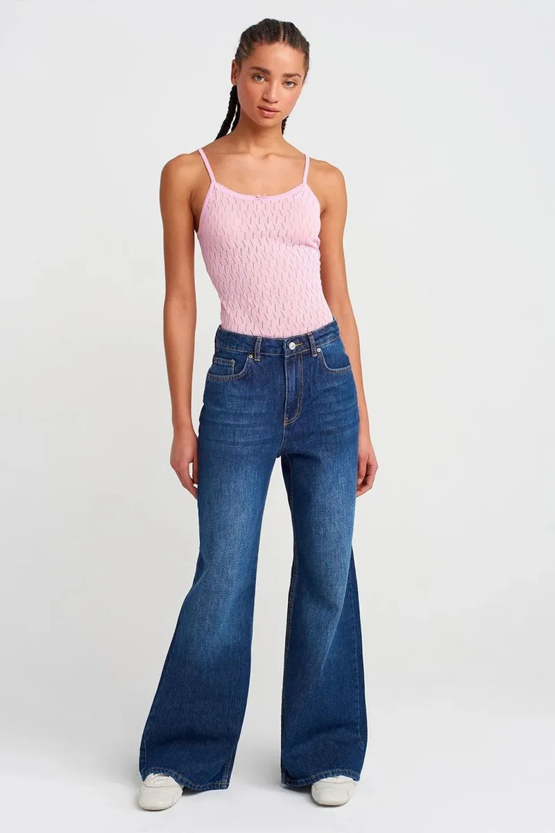 Dilvin Blush Pink DILVIN Textured Crop Cami Blouse With Bow Detail for Women | Best Price UAE