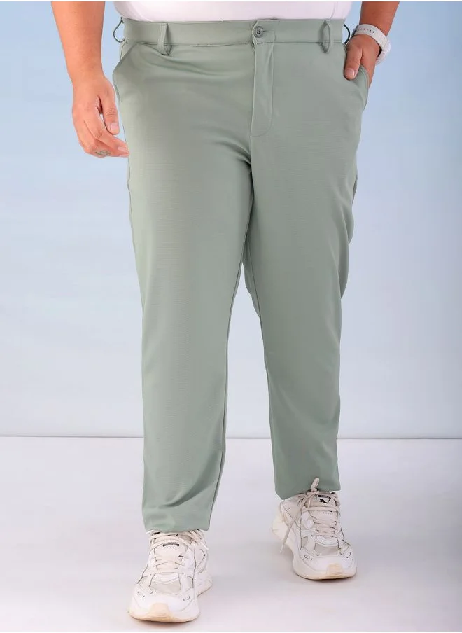 هاردسودا Men Plus Size Regular Fit Self Design Mid-Rise Stretchable Chino Joggers