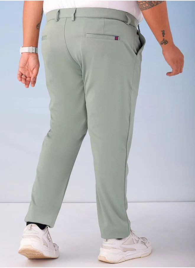 هاردسودا Men Plus Size Regular Fit Self Design Mid-Rise Stretchable Chino Joggers