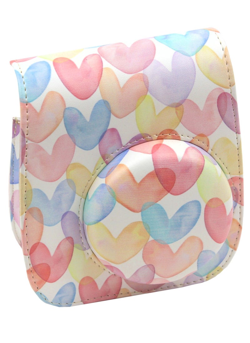 O Ozone Case for Fujifilm Instax Mini 11/12 Case PU Leather Instant Camera Cover with Adjustable Strap [ Designed Cover for Fujifilm Instax Mini 11/12 Instant Camera Bag ] -Hearts  - Image 1