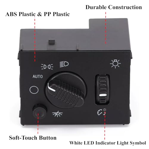 PANNUOSCS Headlight Switch - Compatible with 2003-2006 Chevy Silverado Suburban Tahoe Avalanche GMC Sierra Yukon Cadillac Escalade Headlamp Dimmer Switch Replace# 19381535 - Image 4