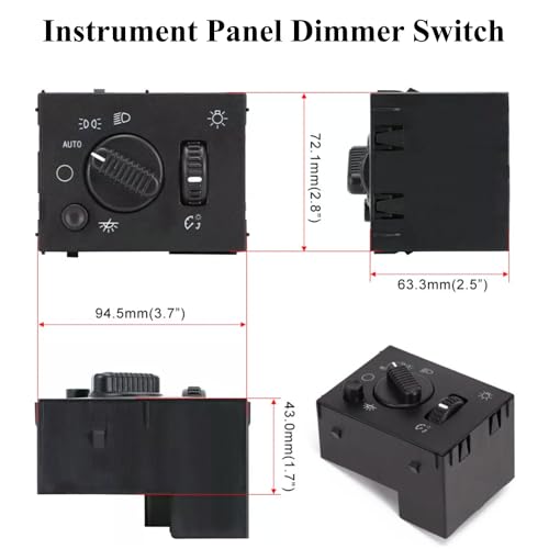PANNUOSCS Headlight Switch - Compatible with 2003-2006 Chevy Silverado Suburban Tahoe Avalanche GMC Sierra Yukon Cadillac Escalade Headlamp Dimmer Switch Replace# 19381535 - Image 2