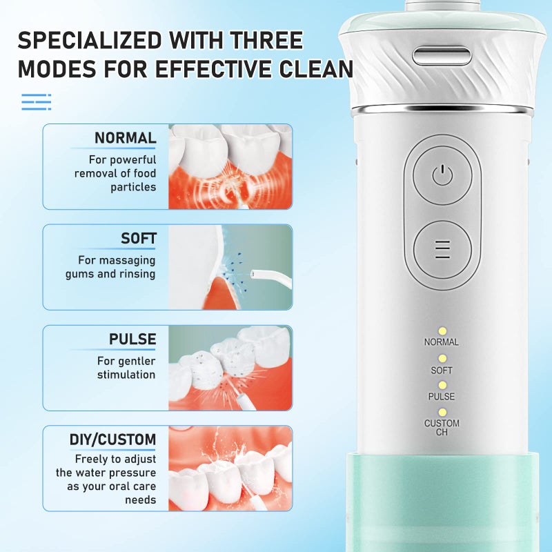 Hangsun Water Flosser Cordless Oral Irrigator Portable Teeth Cleaner HOC600 IPX7 Waterproof Electric Dental Flossers with DIY Modes 6 Jet Tips for Braces Care Travel and Home Use - Image 3