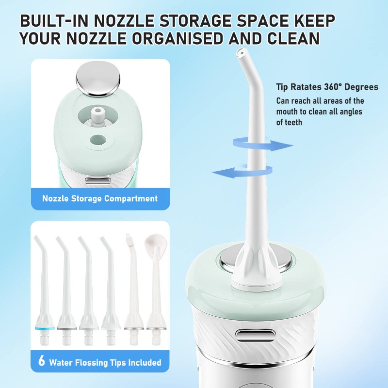 Hangsun Water Flosser Cordless Oral Irrigator Portable Teeth Cleaner HOC600 IPX7 Waterproof Electric Dental Flossers with DIY Modes 6 Jet Tips for Braces Care Travel and Home Use - Image 5
