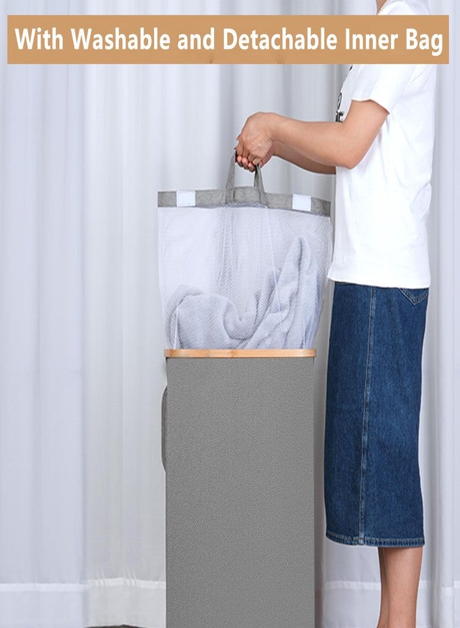 iEGrow Laundry 110L Hamper with Wheels,Clothes Hamper for Laundry,Laundry Basket with Lid and Inner Bag, for Laundry Room, Bedroom, Dormitory Storage,Grey - Image 4