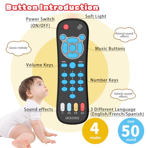 iKOIHO Baby Remote Control Toy for 1 Year Old Boys Girls Gifts Realistic Toddler TV Remote Toy with Music and Light Early Education Learning Toy Remote Kid Infant Baby Toys for 6 to 12 Months 12 to 18 Months - Image 5