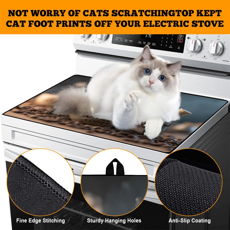 AOHMPT Multi-Design Stove Top Cover for Glass/Electric Stoves - 3-in-1 Heat-Resistant Protector Mat, Non-Slip Drying Rack 28"x20" - Image 4
