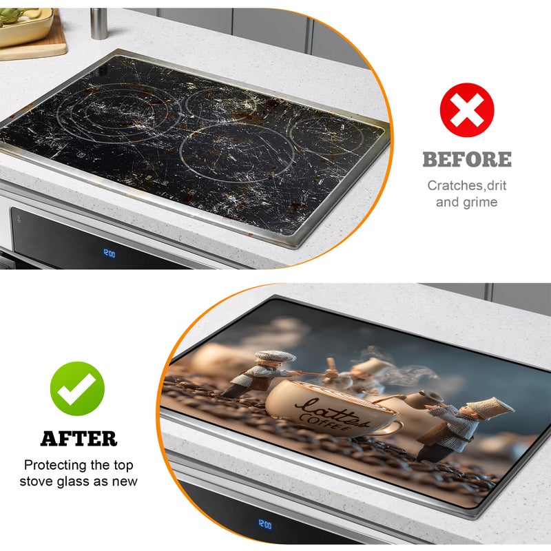 AOHMPT Multi-Design Stove Top Cover for Glass/Electric Stoves - 3-in-1 Heat-Resistant Protector Mat, Non-Slip Drying Rack 28"x20" - Image 5