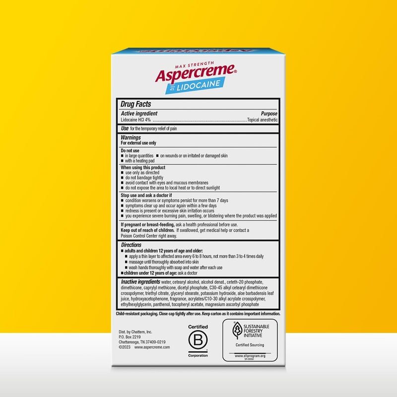 Aspercreme كريم أسبيركريم لتخفيف آلام القدم بالليدوكائين يهدئ الأعصاب المتهيجة ويرطب القدمين الجافتين، مسكن موضعي مخدر بقوة قصوى من الليدوكائين والألوة، 4 أونصات. - Image 2