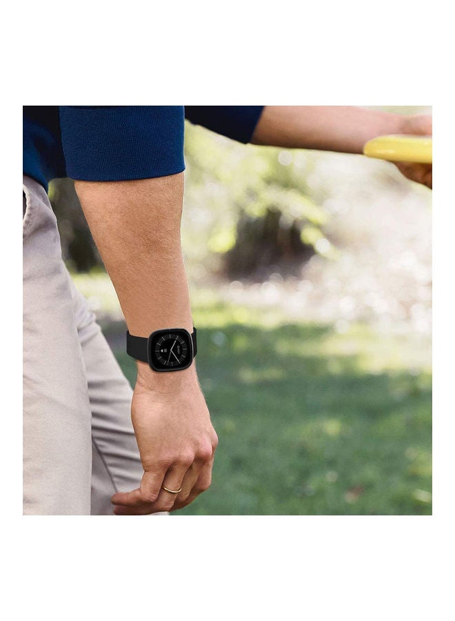 Loquat Replacement Band Silicone Sport Strap for Fitbit Versa 3/Sense SmartWatch Black - Image 4