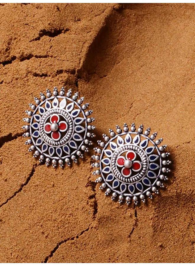 VOYLLA Mandala Floral Stud Earrings - Image 1