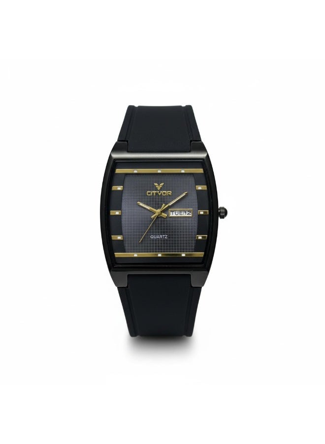 CITVOR Regal Classic CT3588 Men’s Quartz Watch Black Silicone Strap Square Dial with Day & Date Display – Luxury Casual Wristwatch - Image 2