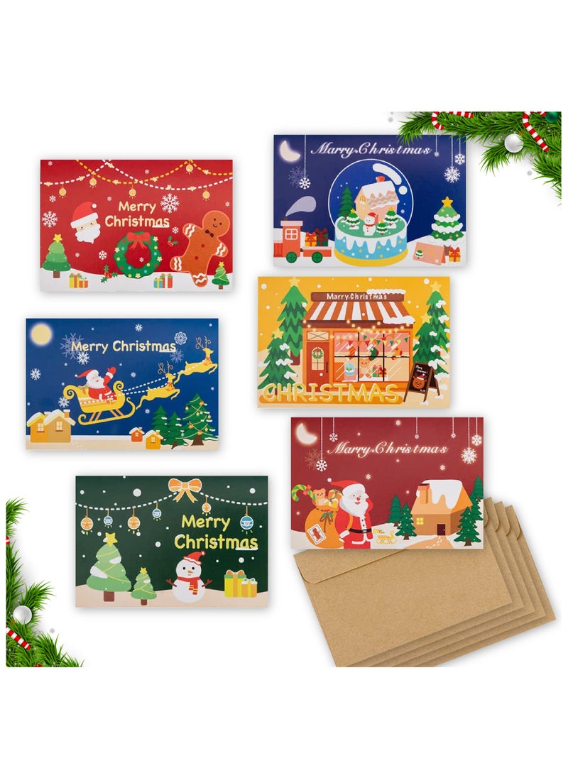 The BZ Company - The BZ Company - (Pack of 24) Christmas Greeting Cards - 24 Christmas Cards with 24 Envelopes - Christmas Tree Decorations Merry Xmas Cards for Christmas Decoration School Party Invitation - Image 1