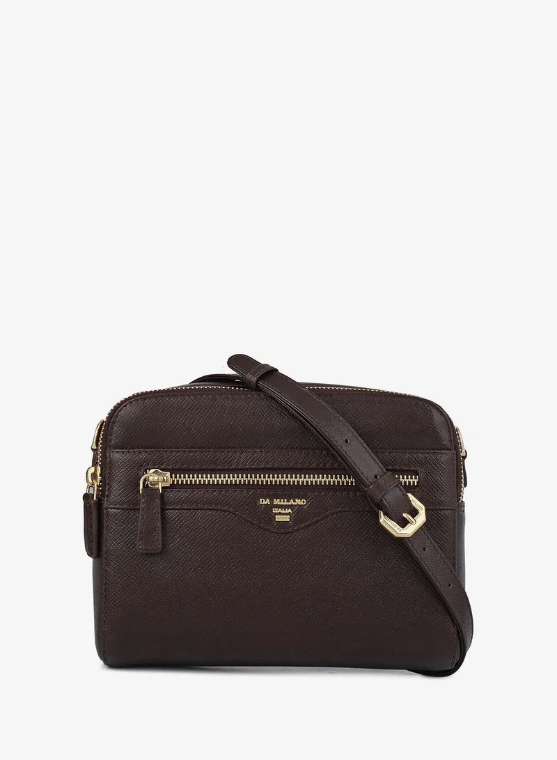 دا ميلانو حقيبة فرانزي جلدية صغيرة - شوكولاتة