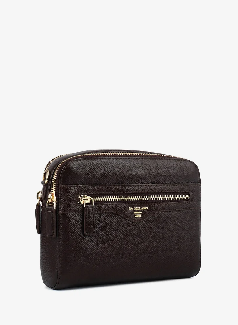 دا ميلانو حقيبة فرانزي جلدية صغيرة - شوكولاتة