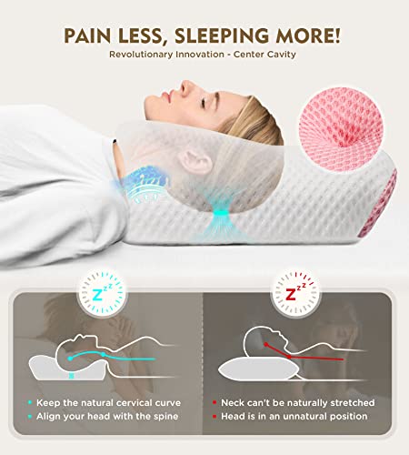 Osteo Cervical Pillow for Neck Pain Relief, Hollow Design Odorless Memory Foam Pillows with Cooling Case, Adjustable Orthopedic Bed Pillow for Sleeping, Support for Side Back Sleepers - Image 2