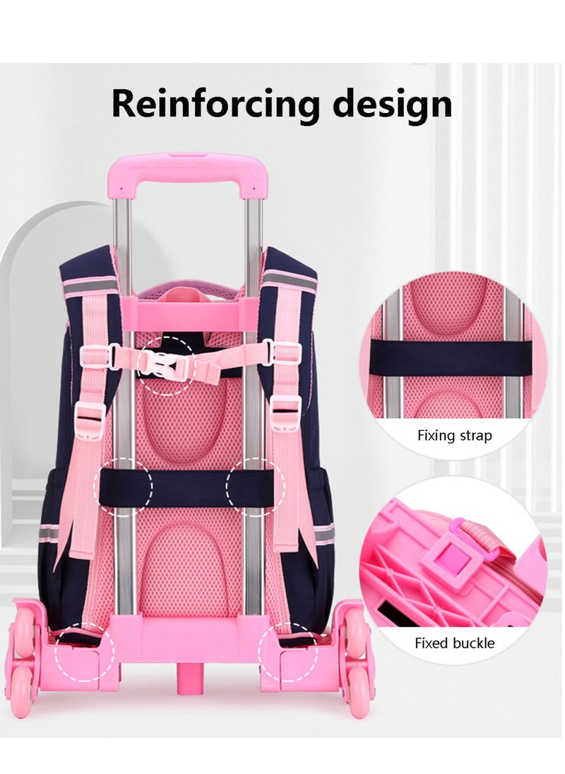 Generic Kids Trolley Backpack Wheeled Schoolbag, Mermaid Print Rolling School Bag for Girls Students  - Image 4