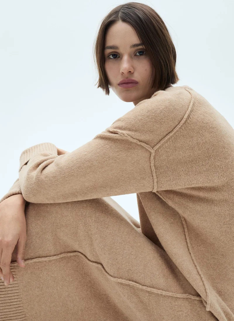 MANGO Knitted Dress With Ribbed Finishes