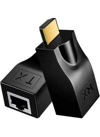 محول موسع HDMI عبر كابل Cat5e/6 (زوج واحد)، مكرر إشارة HDMI إلى محول شبكة إيثرنت RJ45، دقة 4K HD 1080p حتى 30 مترًا/98 قدمًا، لأجهزة التلفزيون عالية الوضوح، وأجهزة الاستقبال الرقمية، ومشغلات DVD، وPS4، وأجهزة الاستقبال الرقمية، أسود - view 2