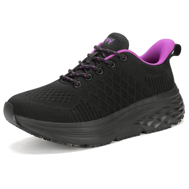 AVW Womens Non Slip Work Shoes Lightweight Comfortable Sneakers Food Service Chef Kitchen Shoes Purple - Image 2