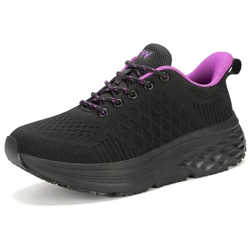 AVW Womens Non Slip Work Shoes Lightweight Comfortable Sneakers Food Service Chef Kitchen Shoes Purple - Image 1