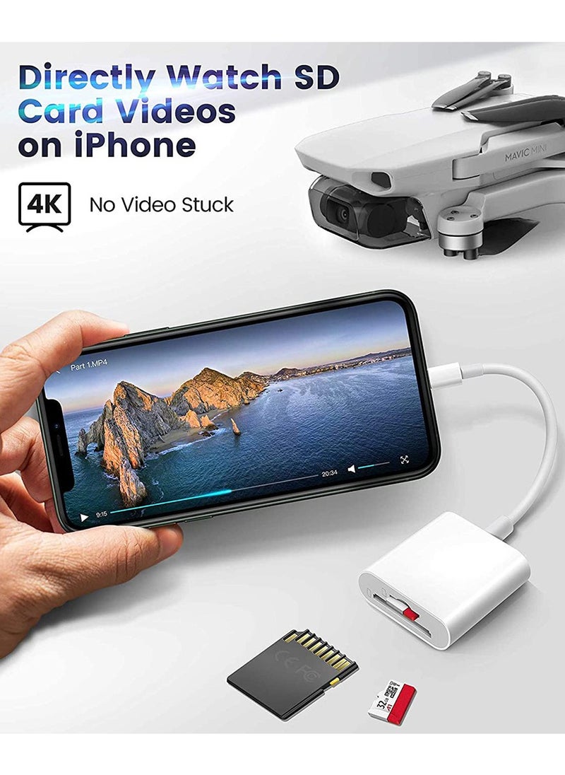 سوبر زي يوث - قارئ بطاقات SD لأجهزة iPhone/iPad، قارئ بطاقات Micro SD مزود بفتحات مزدوجة متوافق مع iPhone - Image 1