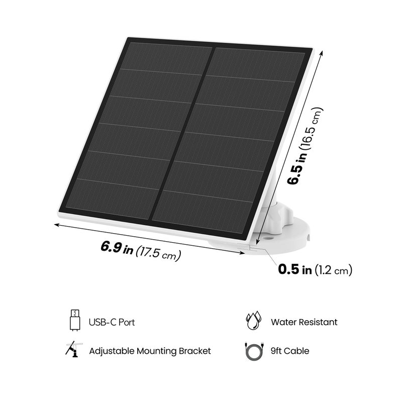 Feit Electric Solar Panel Continuous Charger Panel/SOL/CAM Compatible Feit Electric Smart Outdoor Camera CAM/WM/WiFi/BAT, 9ft Cord, Micro-USB, Adjustable Mounting Bracket - Image 2