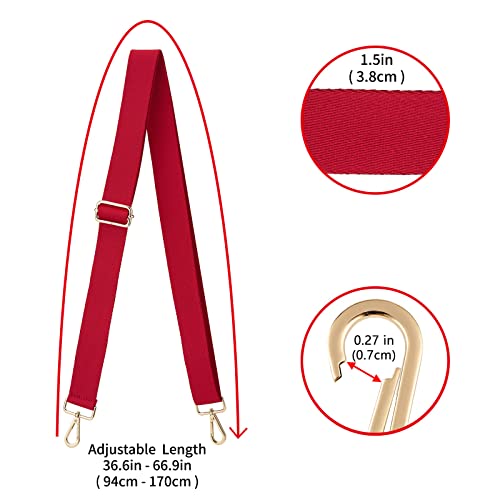 ZOOEASS Wide Shoulder Strap (Solid),Adjustable Replacement Belt Crossbody Canvas Bag Handbag (Red) - Image 3
