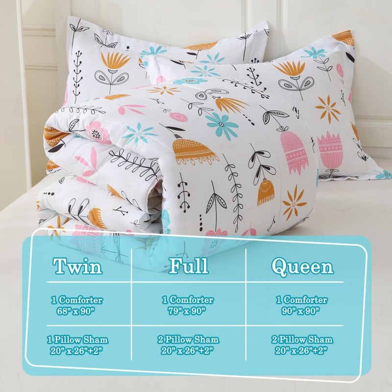 CIMVI Kids Comforter Sets for Girls Floral Twin Bedding Set Cute Flower Bed Sets with Pillowcase Bed in A Bag Children Bedroom Decor Soft Lightweight for All Season Durable Machine Washable - Image 3