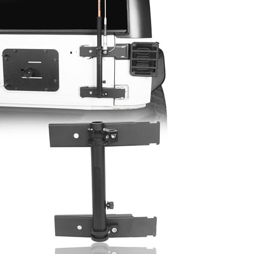 Hooke Road JK Tailgate Hinge Mounted Single Flag & Antenna Holder Kit Compatible with Jeep Wrangler JK & Unlimited 2007-2018 - Image 1