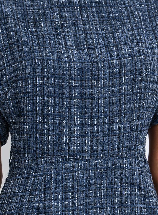 Styli Women Belted Tweed Sheath Midi Dress - Image 4