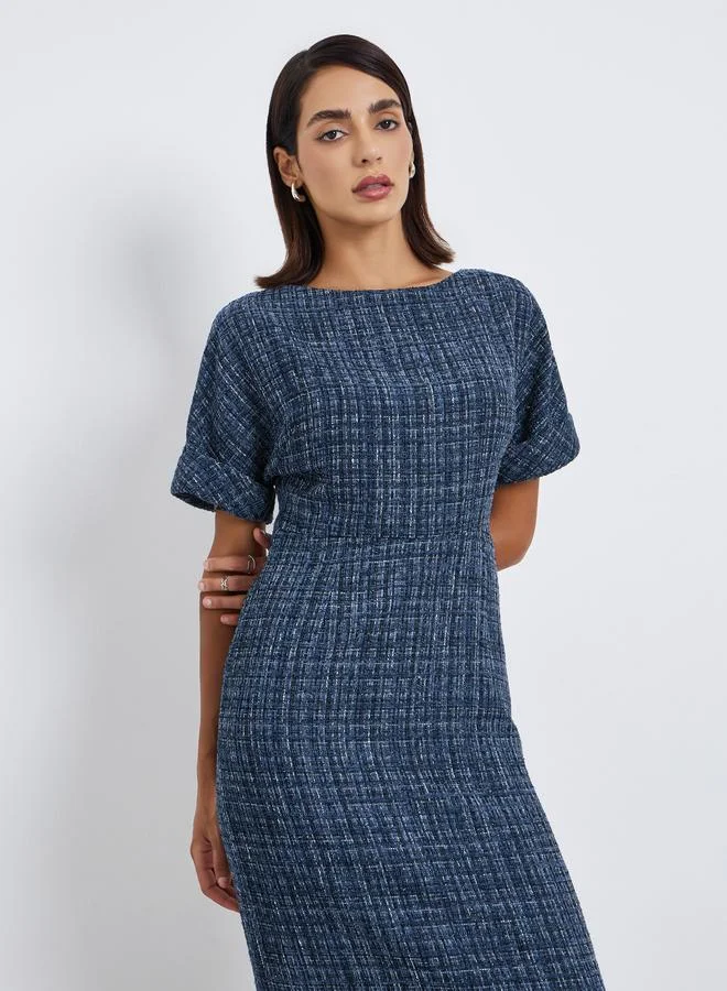 ستايلي فستان ميدي بقصة مستقيمة تويد بحزام