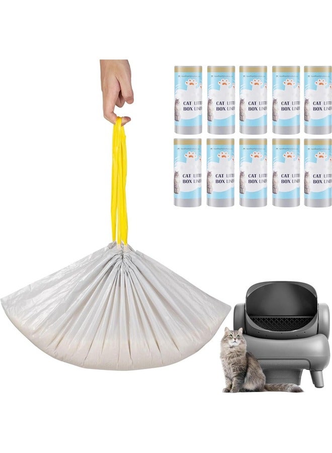 L&E 80 Count Cat Litter Box Liner Bags,Fits Most Automatic Litter Boxes,Open-Top Self Cleaning Cat Litter Box,10 Unit 1 Roll Super Thick Replaced Waste Bags,27"x13",Receptacles Bags - Image 1