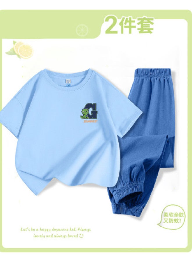 Jeanswest Boys' Outfit 2025 New Arrival - Kids' Lightweight Denim-like Mosquito-repellent Pants With Short-sleeve T-shirt & Long Pants For Summer - Image 1