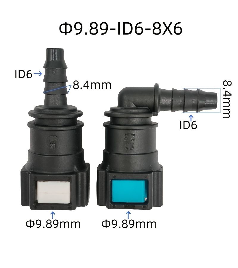 9.89mm Fuel Pipe Quick Connector With Double Snap Clips 90 Degree For Nylon Tube 6mm Inner Diameter Gasoline Diesel Fuel Systems 1 Piece - Image 1