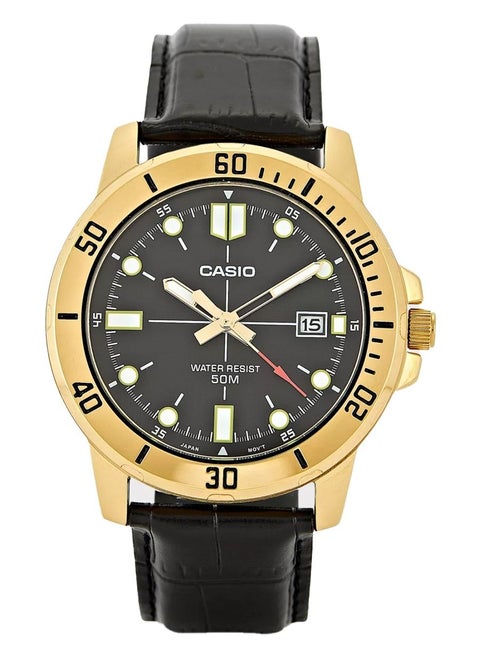 Men’s Analog Quartz Black Leather Watch MTP-VD01GL-1EVUDF